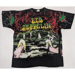 Vintage 1992 Led Zeppelin House of Holy AOP Single Stitch T Shirt Size XL